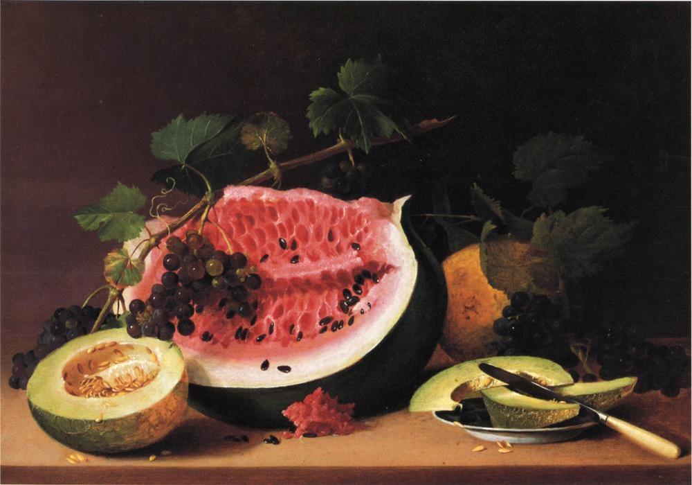 WikiOO.org - אנציקלופדיה לאמנויות יפות - ציור, יצירות אמנות James Peale - Still Life with Watermelon