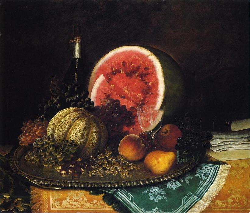 WikiOO.org - Encyclopedia of Fine Arts - Maleri, Artwork William Mason Brown - Still Life with Watermelon