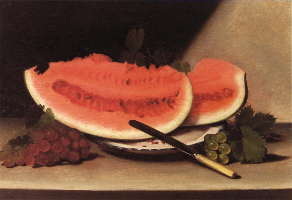 WikiOO.org - אנציקלופדיה לאמנויות יפות - ציור, יצירות אמנות Raphaelle Peale - Still Life with Watermelon