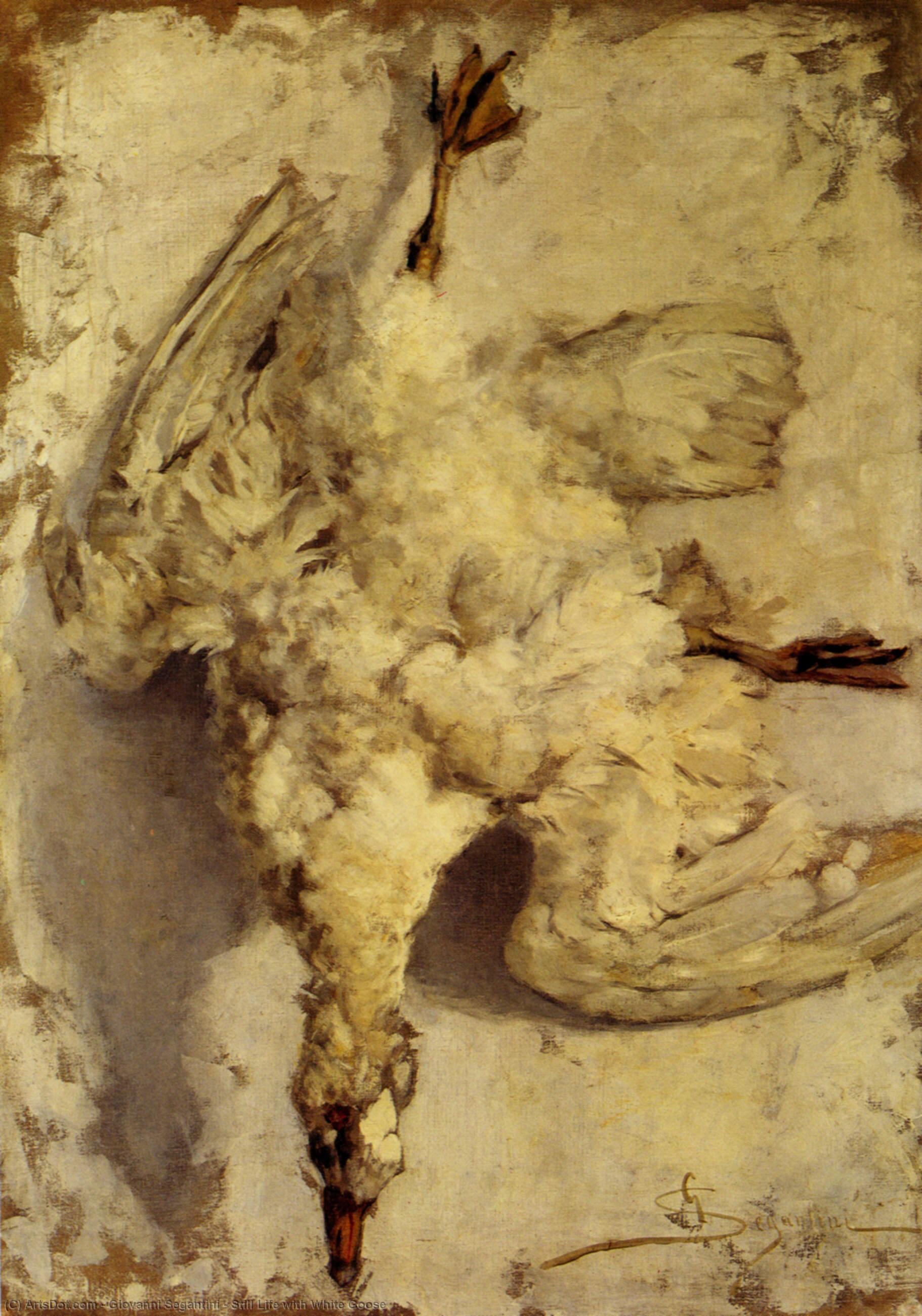Wikioo.org - The Encyclopedia of Fine Arts - Painting, Artwork by Giovanni Segantini - Still Life with White Goose