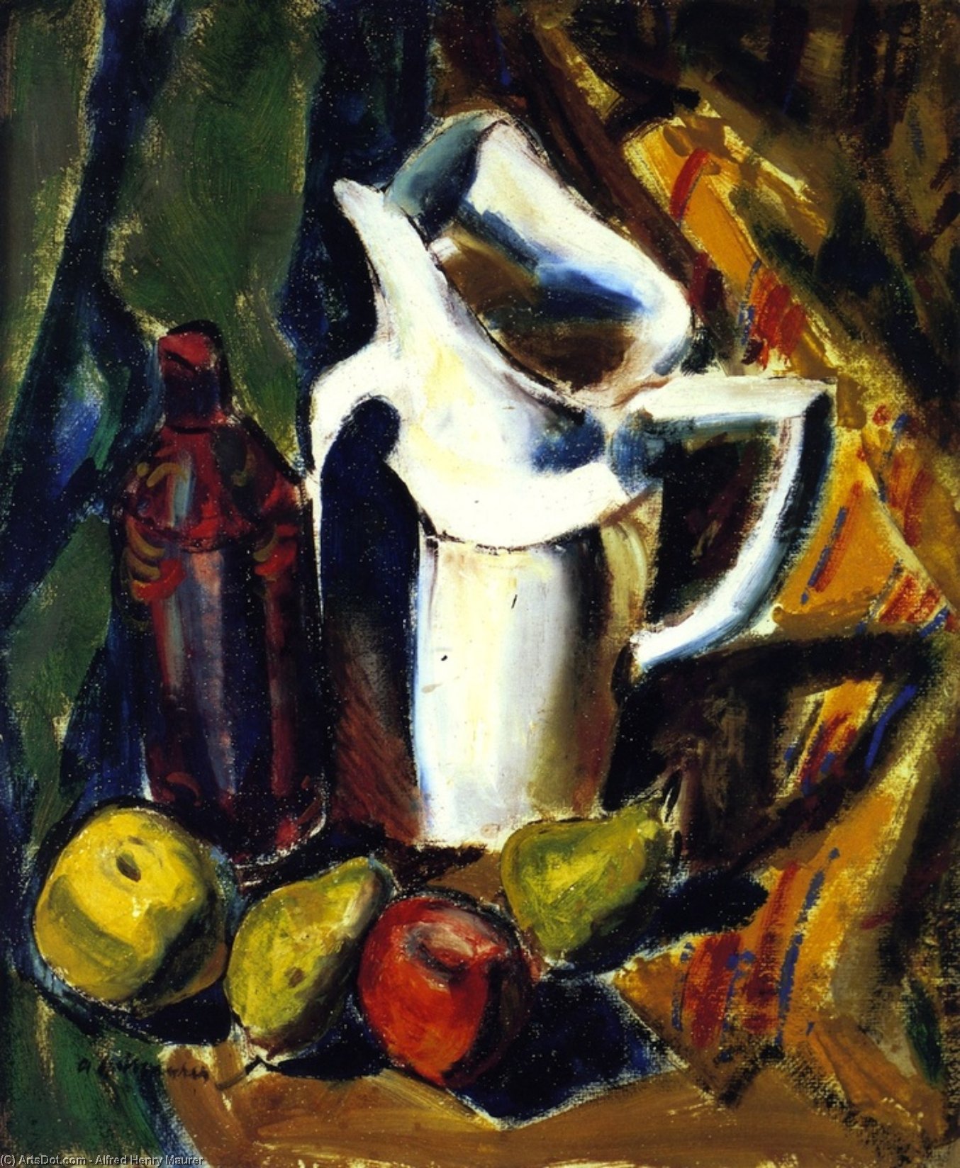 WikiOO.org - Encyclopedia of Fine Arts - Lukisan, Artwork Alfred Henry Maurer - Still LIfe with White Pitcher