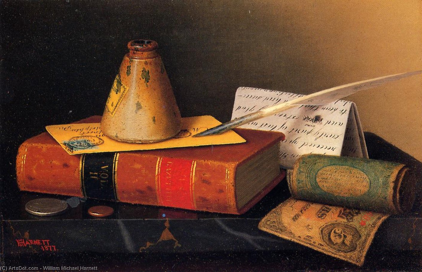 Wikioo.org - The Encyclopedia of Fine Arts - Painting, Artwork by William Michael Harnett - Still Life: Writing Table