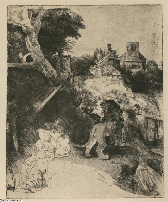 Wikioo.org – La Enciclopedia de las Bellas Artes - Pintura, Obras de arte de Rembrandt Van Rijn - San Jerónimo, una Pieza inacabada
