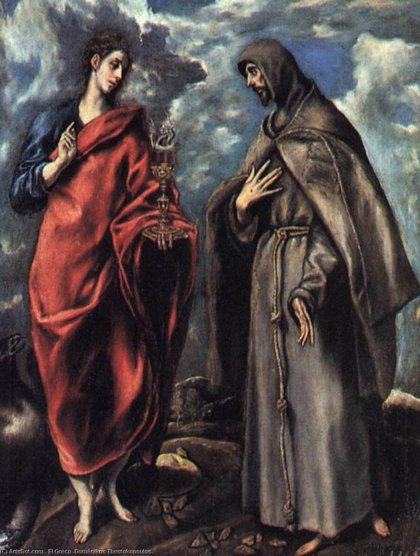 Wikioo.org – La Enciclopedia de las Bellas Artes - Pintura, Obras de arte de El Greco (Doménikos Theotokopoulos) - San . juan evangelista y san . Francis