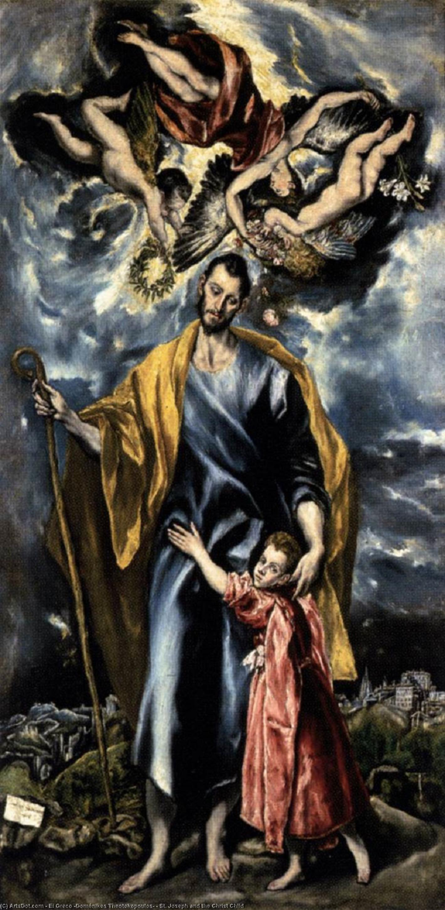 Wikioo.org - The Encyclopedia of Fine Arts - Painting, Artwork by El Greco (Doménikos Theotokopoulos) - St. Joseph and the Christ Child