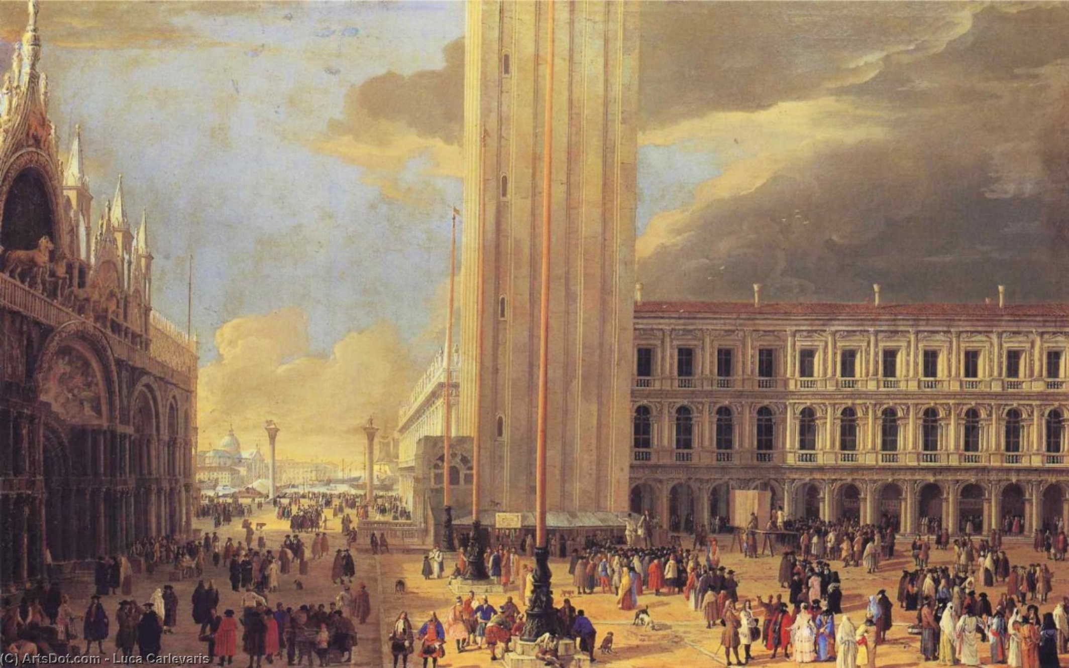 WikiOO.org - Enciklopedija likovnih umjetnosti - Slikarstvo, umjetnička djela Luca Carlevaris - St. Mark's Square with Charlatans