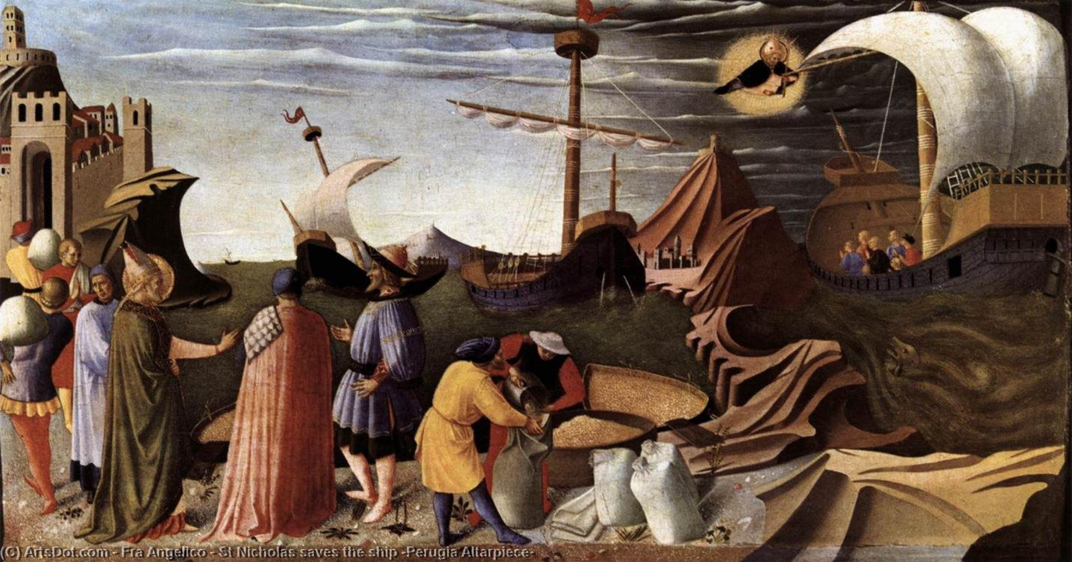 Wikioo.org - The Encyclopedia of Fine Arts - Painting, Artwork by Fra Angelico - St Nicholas saves the ship (Perugia Altarpiece)