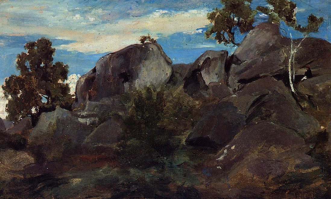 WikiOO.org – 美術百科全書 - 繪畫，作品 Jean Baptiste Camille Corot - 斯托勒  在 枫丹白露森林
