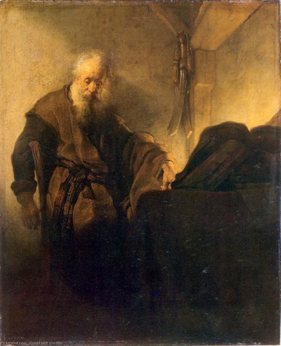 Wikioo.org - The Encyclopedia of Fine Arts - Painting, Artwork by Rembrandt Van Rijn - St Paul at his Writing-Desk