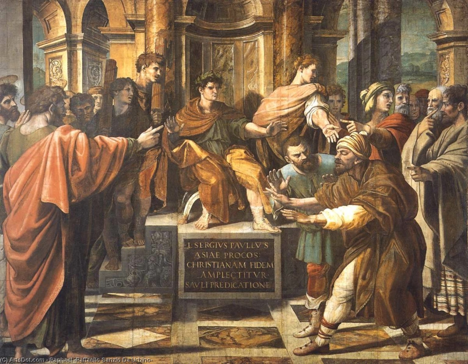 Wikioo.org - สารานุกรมวิจิตรศิลป์ - จิตรกรรม Raphael (Raffaello Sanzio Da Urbino) - St Paul before the Proconsul