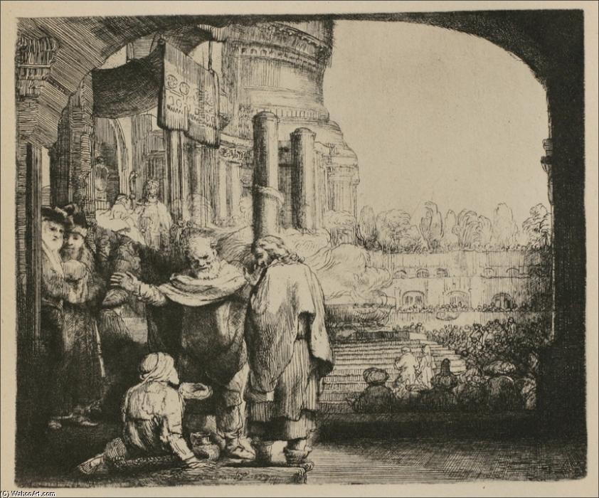 WikiOO.org - Encyclopedia of Fine Arts - Lukisan, Artwork Rembrandt Van Rijn - St. Peter and St. John at the Gate of the Temple