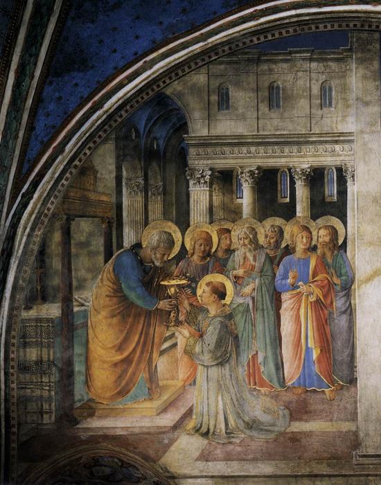 Wikioo.org - The Encyclopedia of Fine Arts - Painting, Artwork by Fra Angelico - St Peter Consacrates Stephen as Deacon (Cappella Niccolina, Palazzi Pontifici, Vatican)