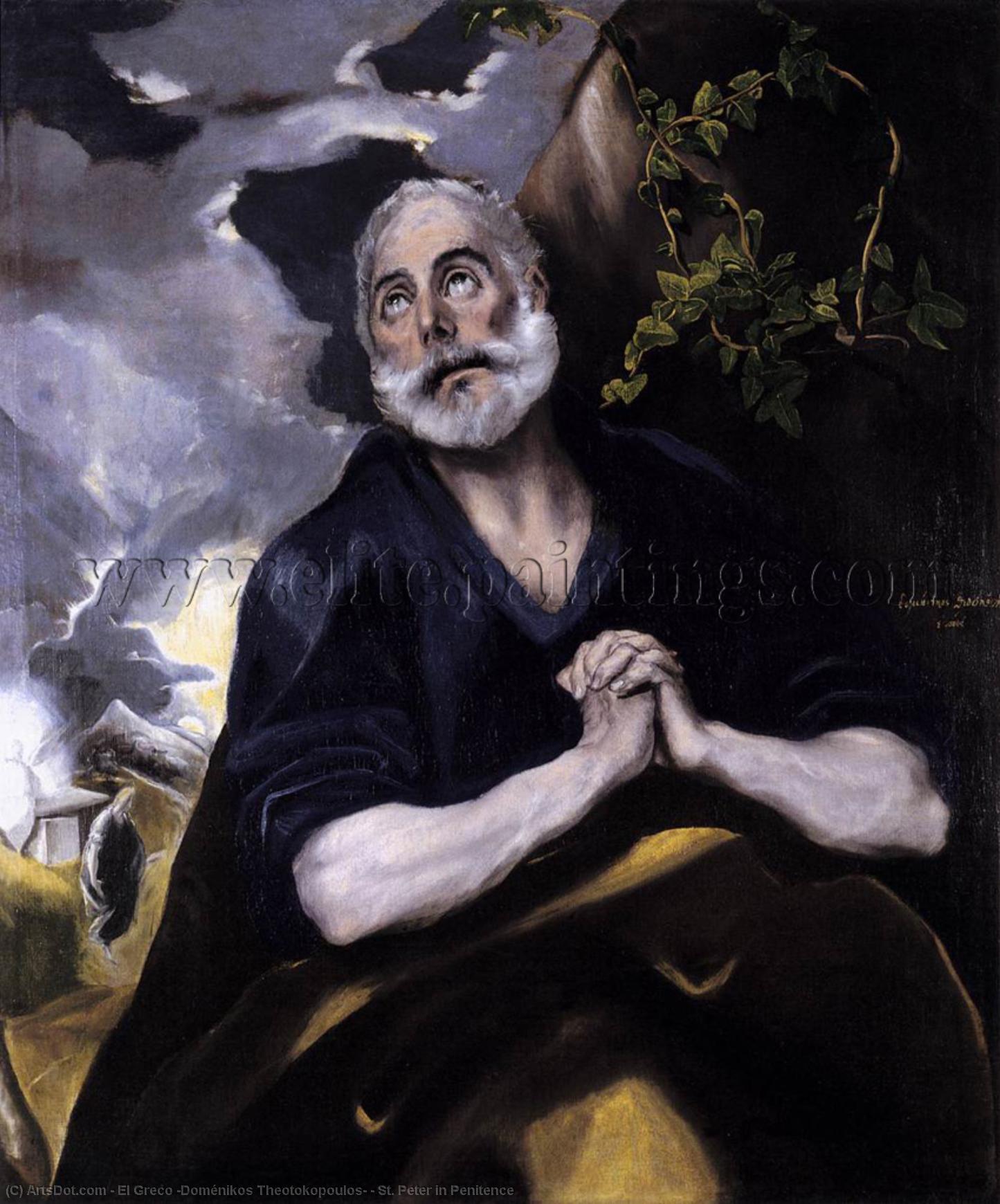 Wikioo.org - The Encyclopedia of Fine Arts - Painting, Artwork by El Greco (Doménikos Theotokopoulos) - St. Peter in Penitence