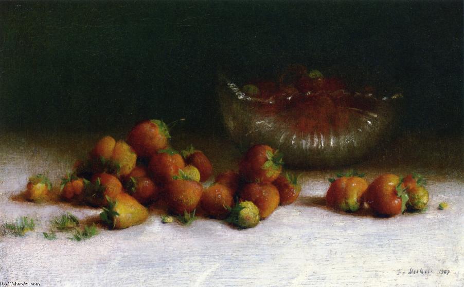 WikiOO.org - Encyclopedia of Fine Arts - Maľba, Artwork Joseph Decker - Strawberries in a Cut Glass Bowl