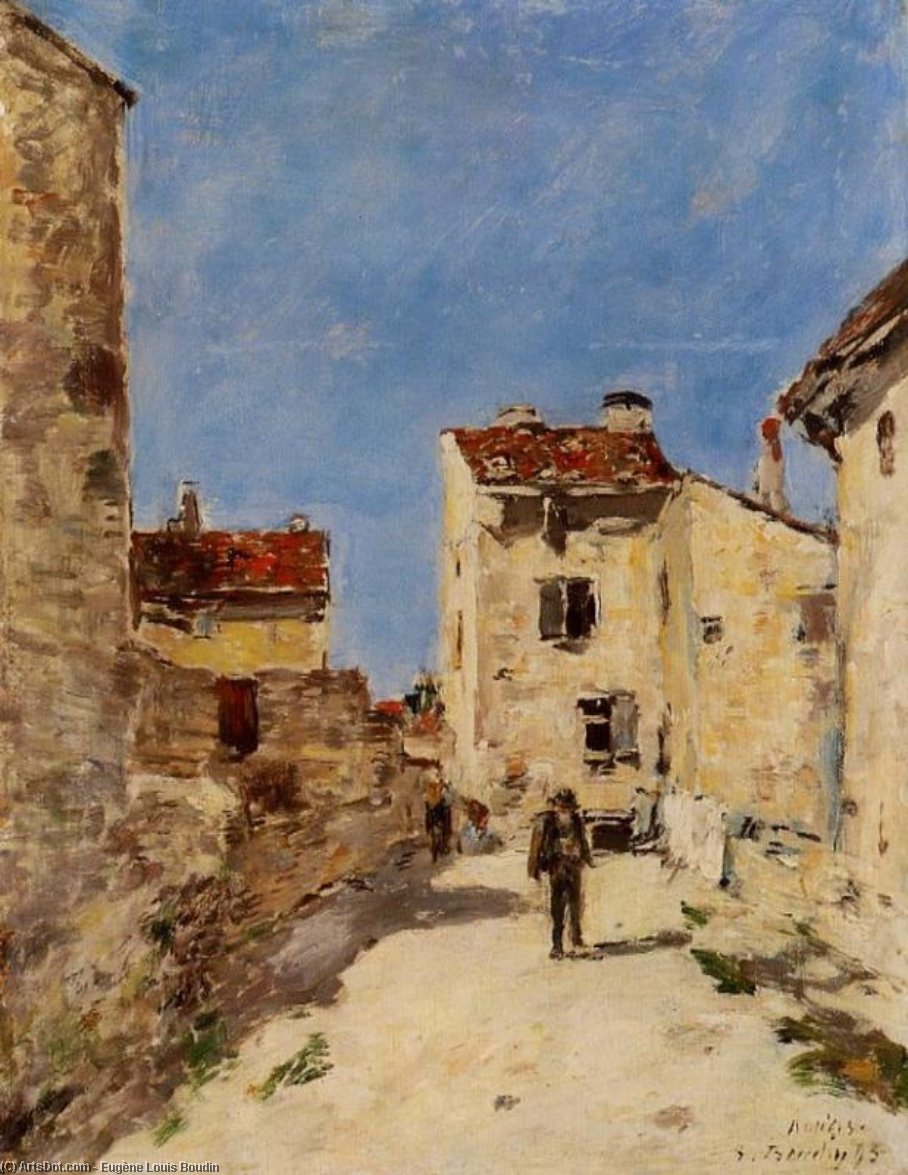 Wikioo.org - The Encyclopedia of Fine Arts - Painting, Artwork by Eugène Louis Boudin - Street, Antibes