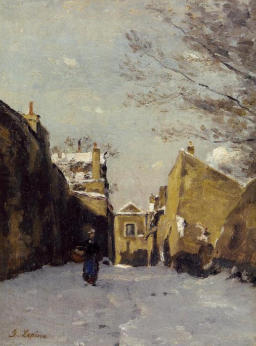 Wikioo.org - The Encyclopedia of Fine Arts - Painting, Artwork by Stanislas Lepine - Street in Montmartre, Snow Effect