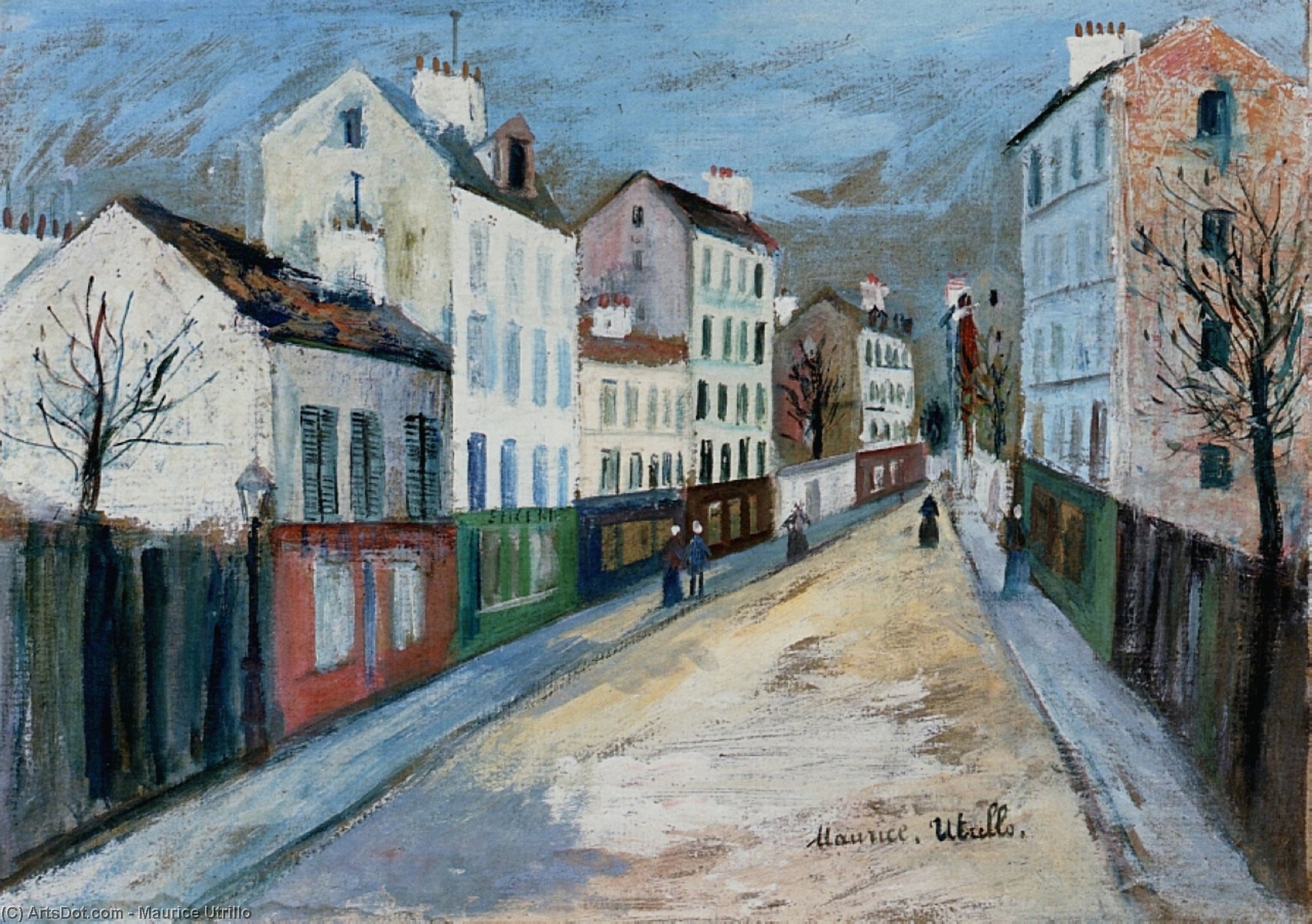 Wikioo.org - The Encyclopedia of Fine Arts - Painting, Artwork by Maurice Utrillo - A Street in a Suburb of Paris