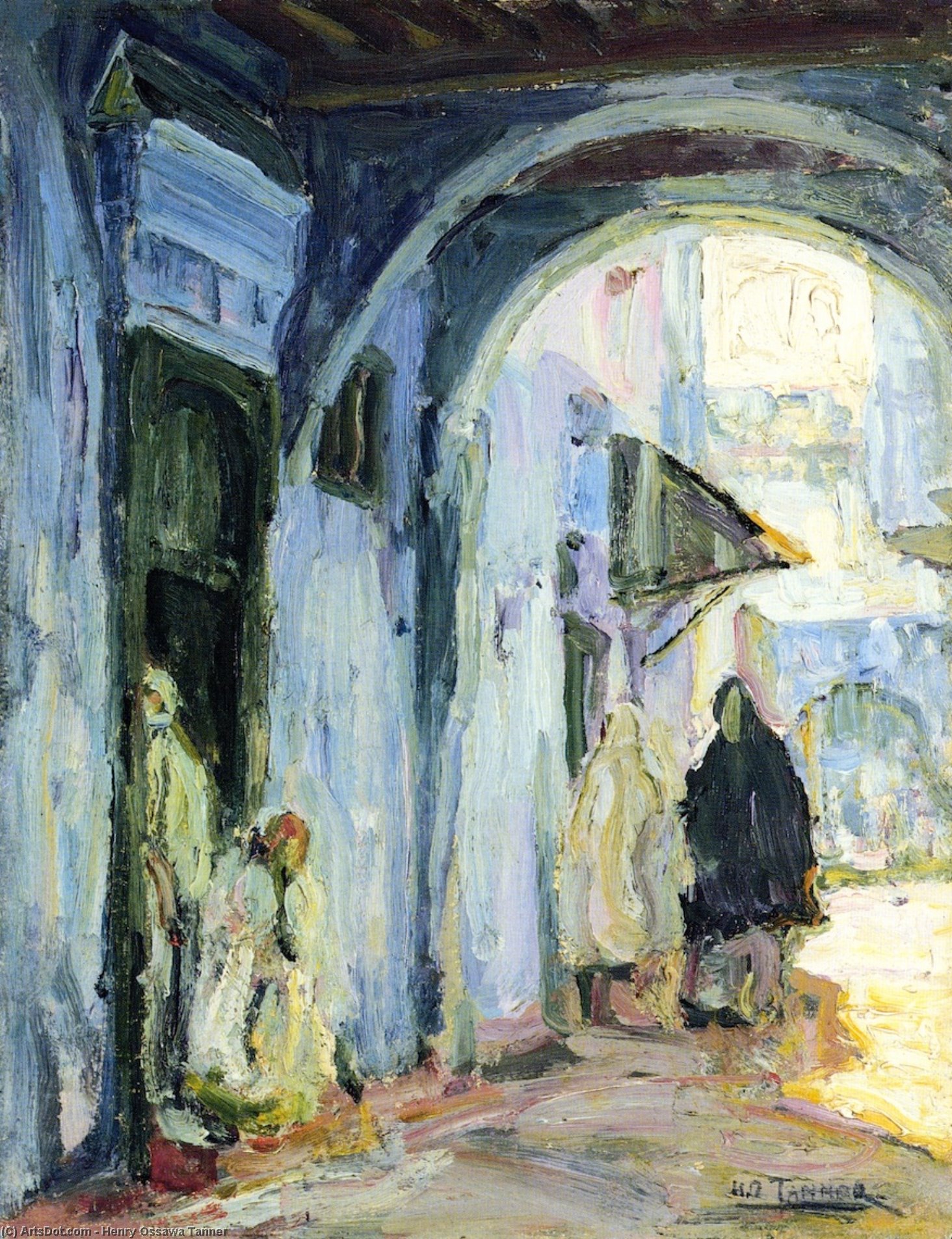 WikiOO.org - Encyclopedia of Fine Arts - Maalaus, taideteos Henry Ossawa Tanner - Street in Tangier