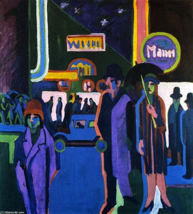 Wikioo.org - The Encyclopedia of Fine Arts - Painting, Artwork by Ernst Ludwig Kirchner - Street Scene at Night