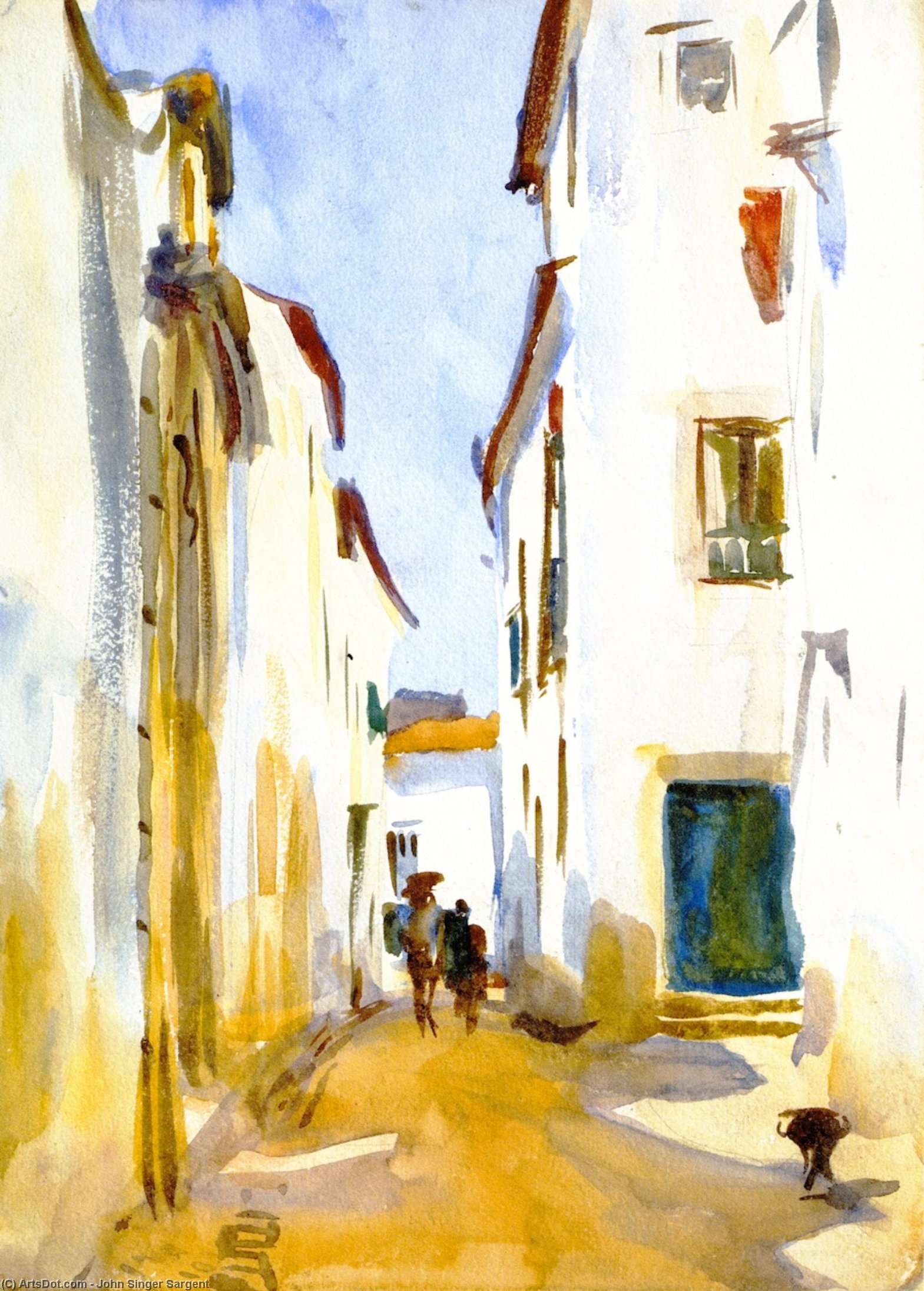 WikiOO.org - Encyclopedia of Fine Arts - Målning, konstverk John Singer Sargent - A Street Scene, Spain