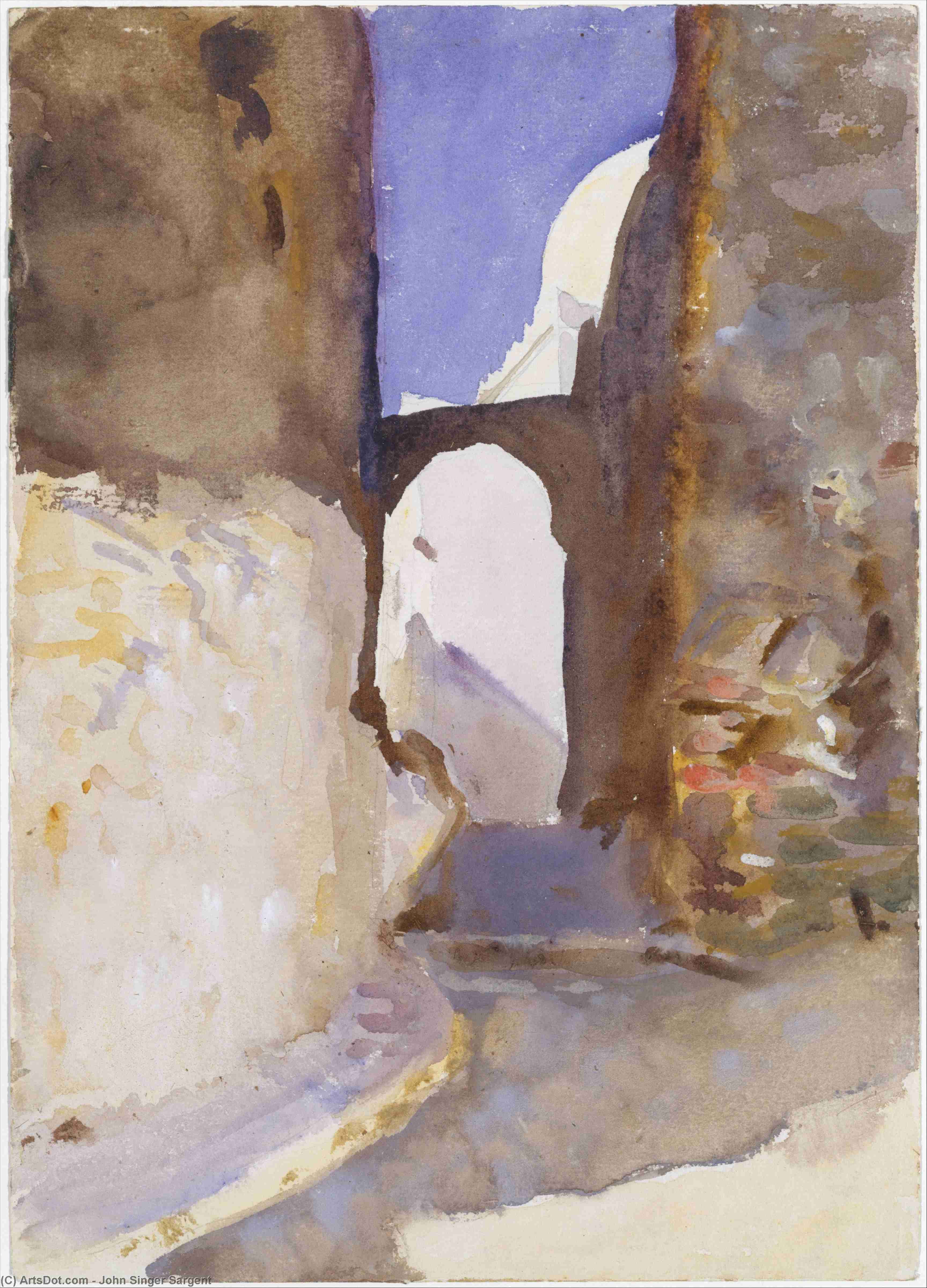 WikiOO.org - Encyclopedia of Fine Arts - Målning, konstverk John Singer Sargent - Street, Tangier