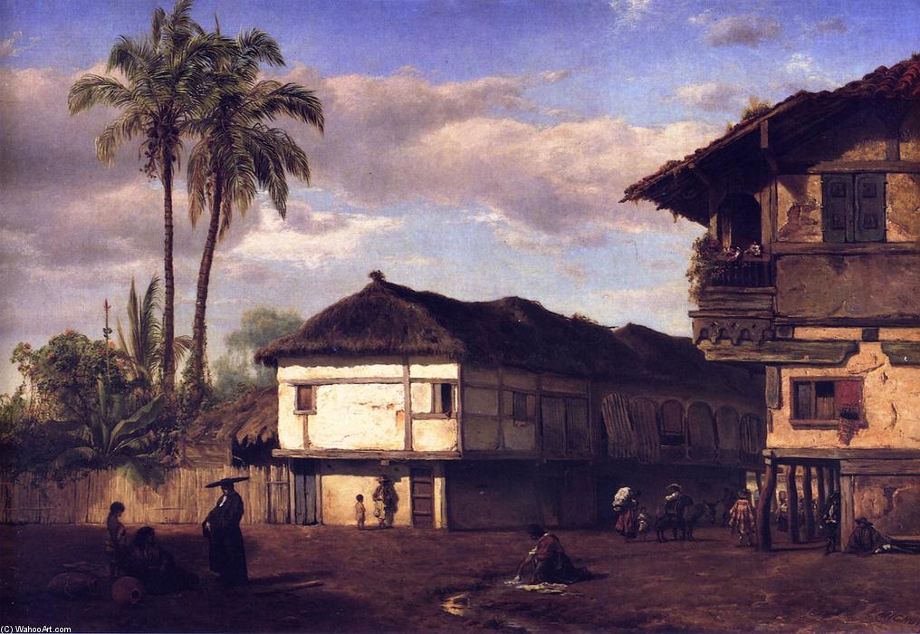 Wikioo.org - The Encyclopedia of Fine Arts - Painting, Artwork by Louis Remy Mignot - Street View in Guayaquil, Ecuador