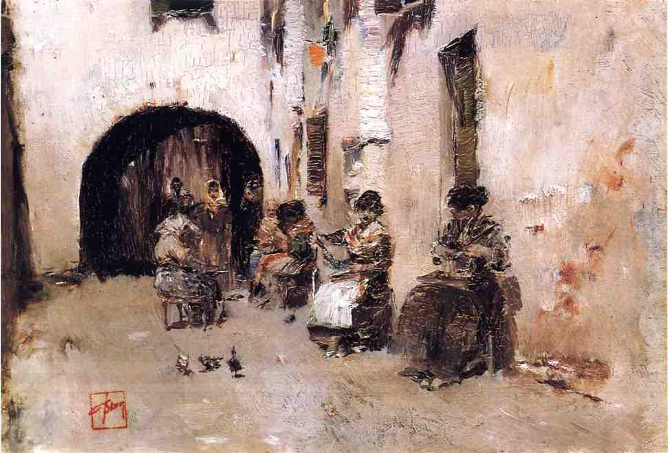 Wikioo.org - The Encyclopedia of Fine Arts - Painting, Artwork by Robert Frederick Blum - Stringing Beads, Venice