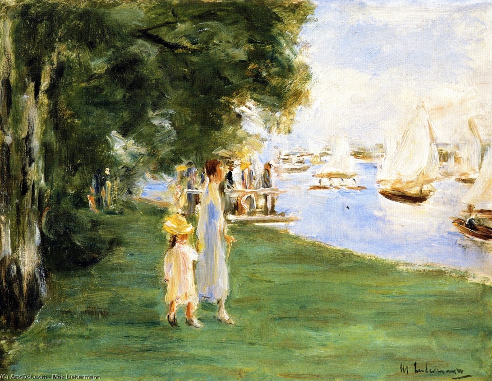WikiOO.org - Encyclopedia of Fine Arts - Maalaus, taideteos Max Liebermann - Strolling by the Wannsee Shore