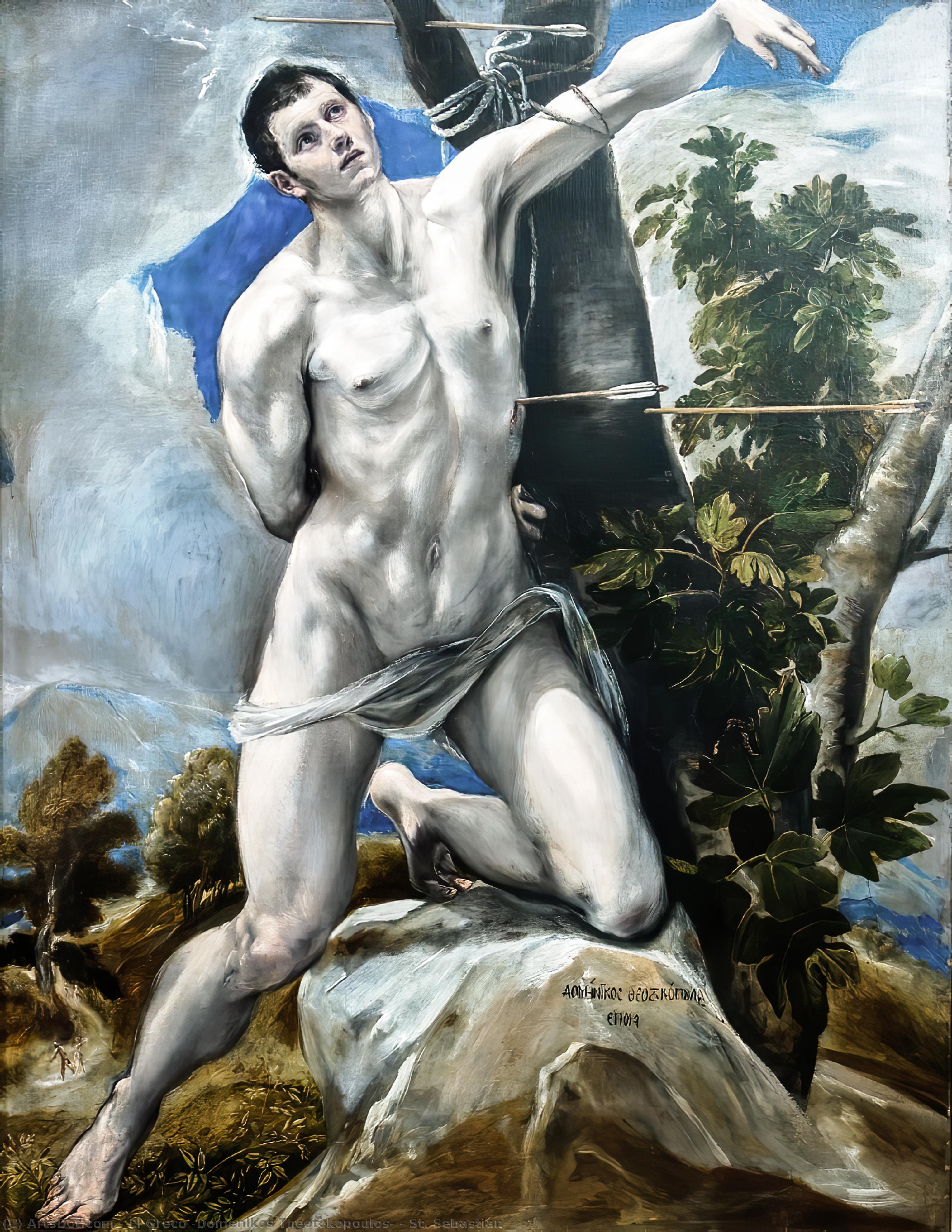 Wikoo.org - موسوعة الفنون الجميلة - اللوحة، العمل الفني El Greco (Doménikos Theotokopoulos) - St. Sebastian