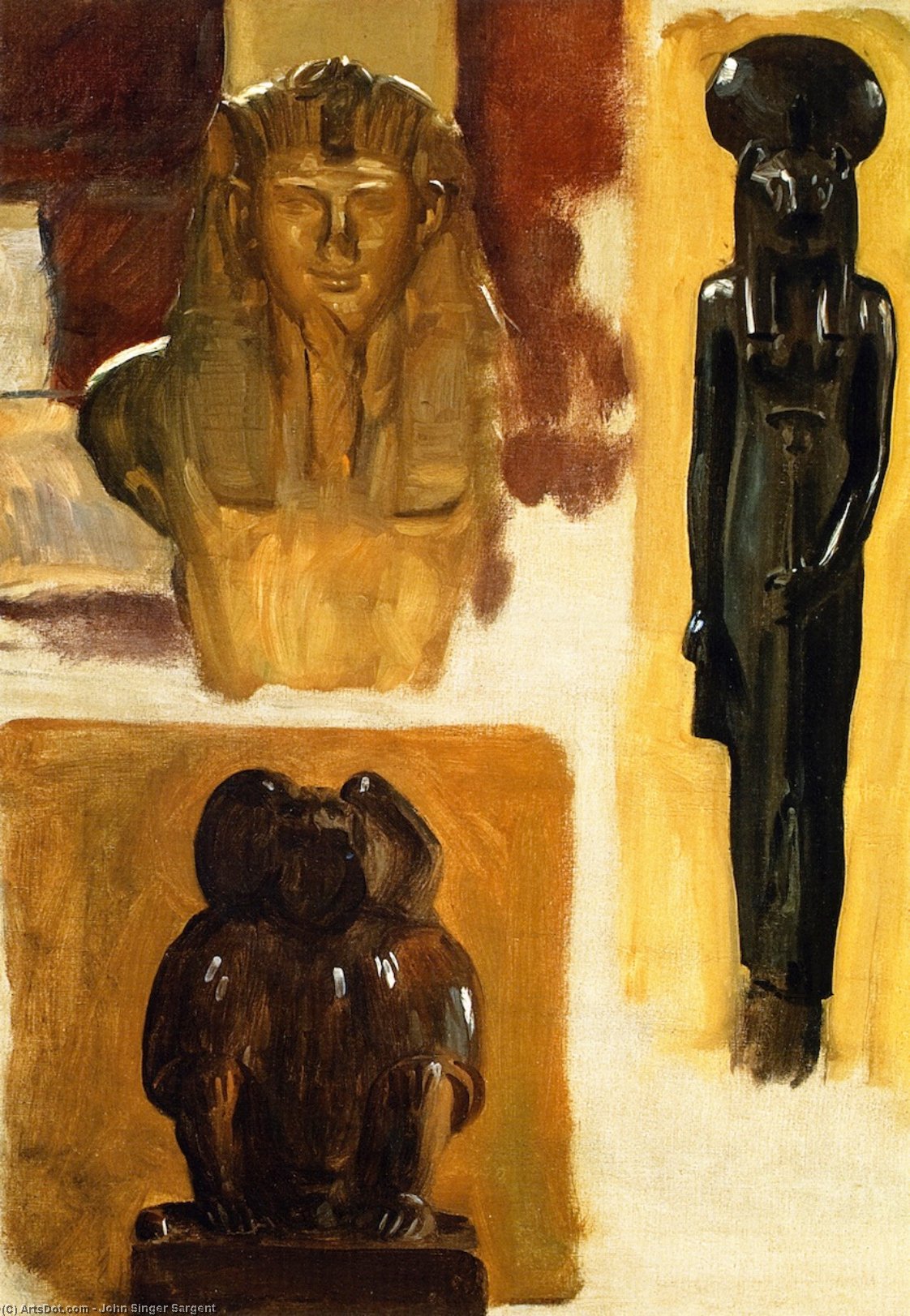 WikiOO.org - Encyclopedia of Fine Arts - Maalaus, taideteos John Singer Sargent - Studies of Egyptian Sculpture