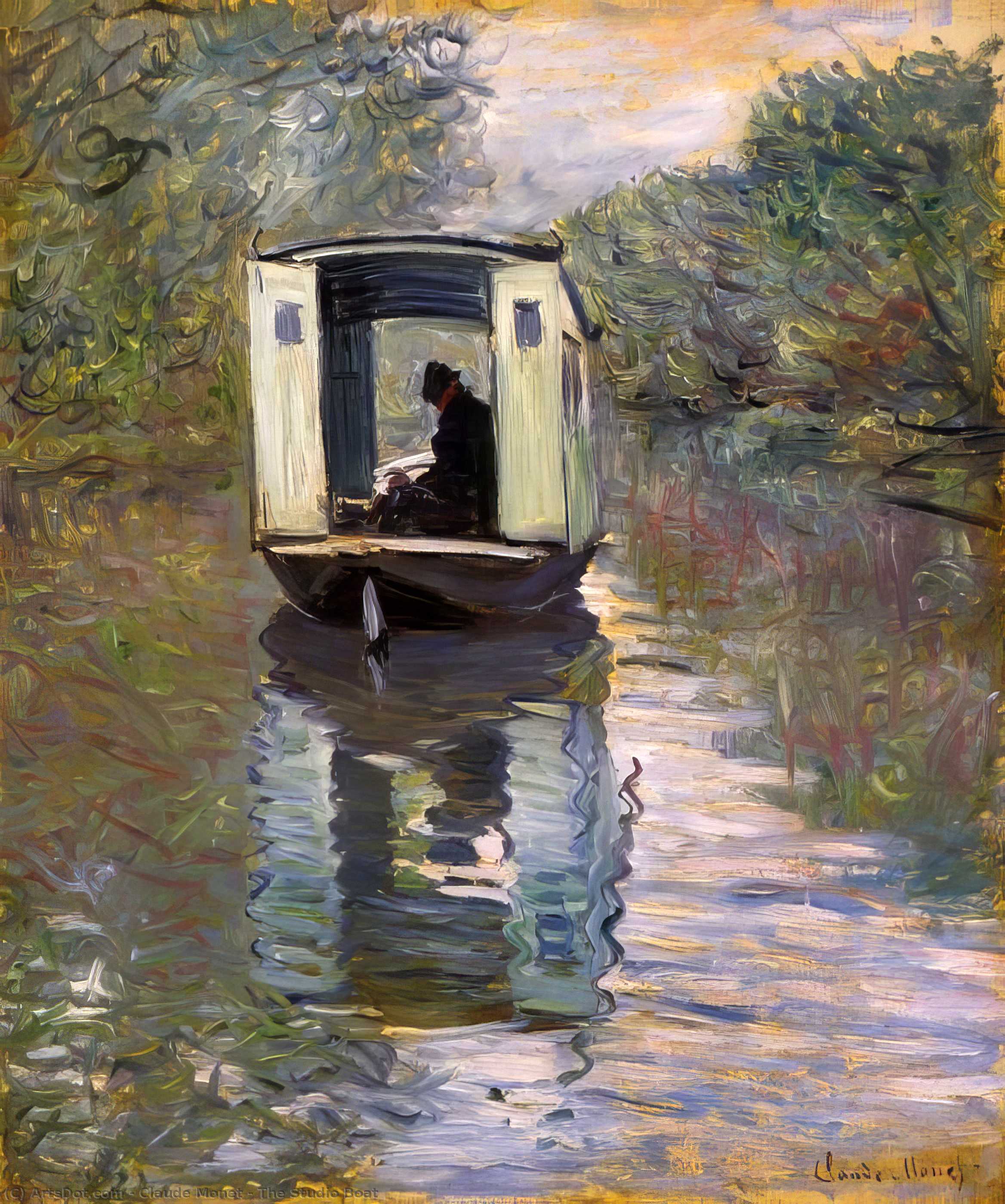 Wikioo.org - The Encyclopedia of Fine Arts - Painting, Artwork by Claude Monet - The Studio Boat