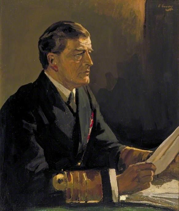 Wikioo.org - The Encyclopedia of Fine Arts - Painting, Artwork by John Lavery - Study for 'Admiral Sir David Beatty, Reading the Terms of the Armistice to the German Delegates