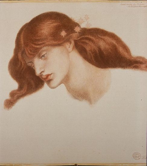 WikiOO.org - Encyclopedia of Fine Arts - Maleri, Artwork Dante Gabriel Rossetti - Study for 'The Blessed Damozel'