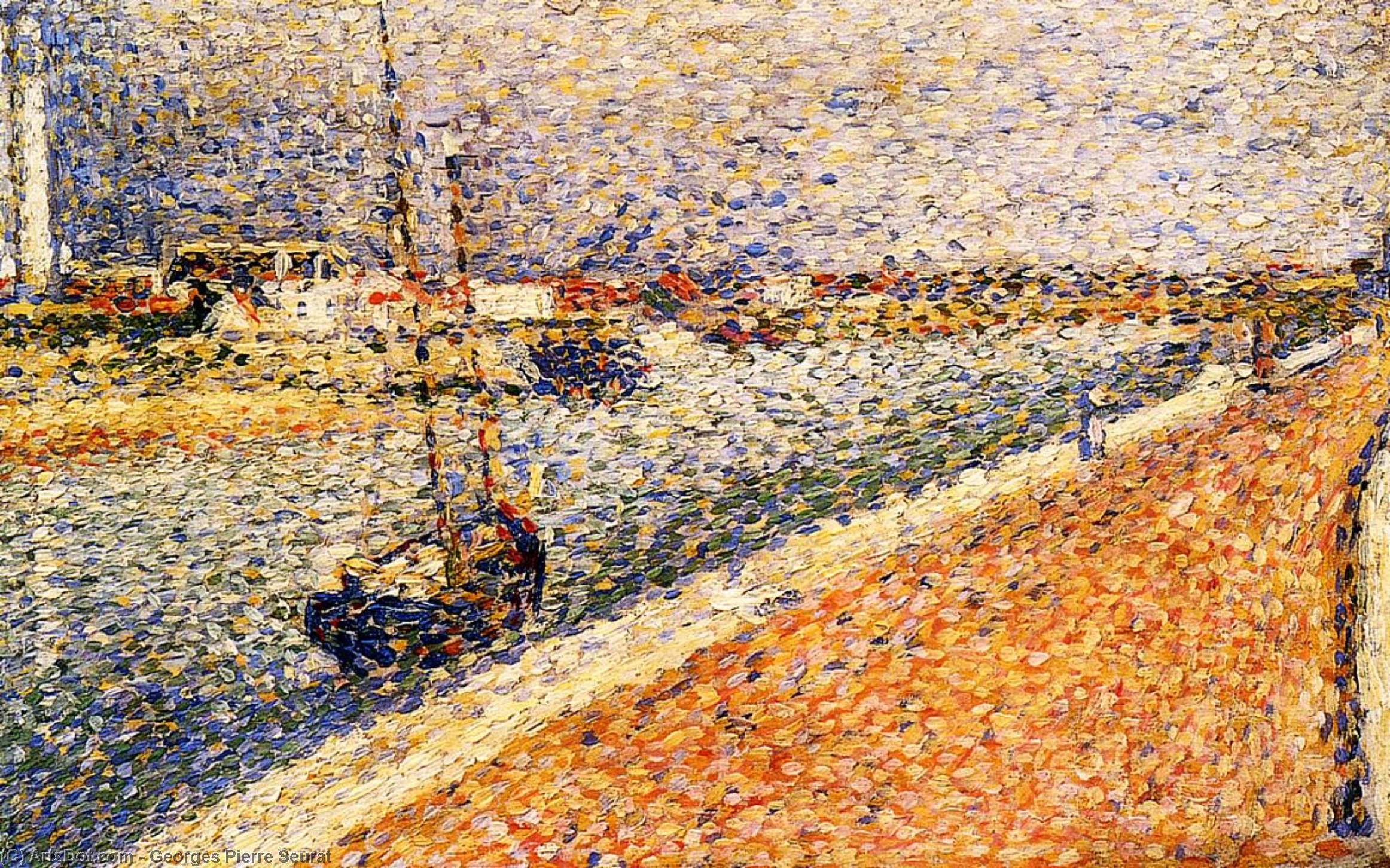 Wikioo.org - The Encyclopedia of Fine Arts - Painting, Artwork by Georges Pierre Seurat - Study for 'The Channel at Grvelines, Petit-Fort-Phillipe