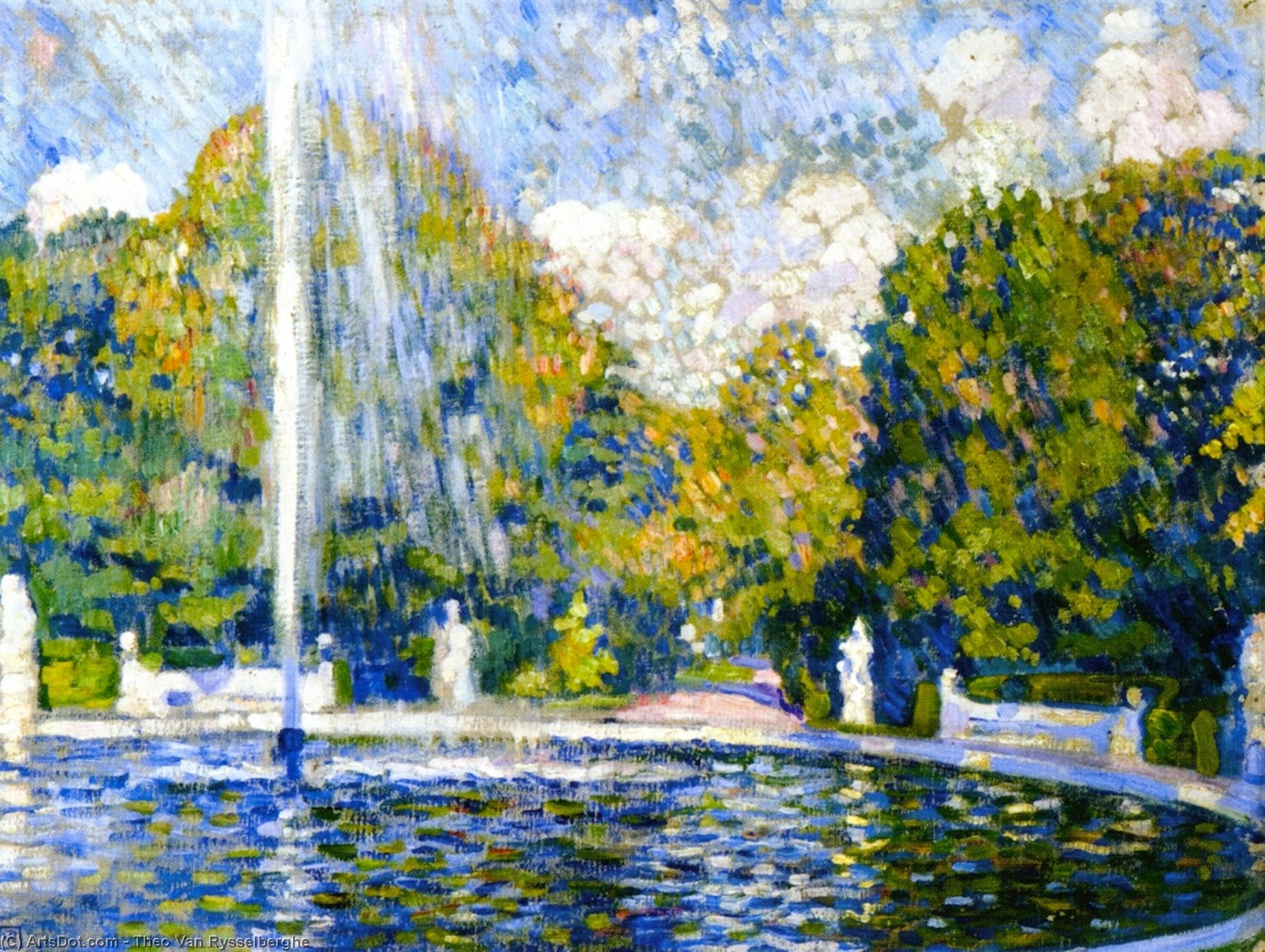 Wikioo.org - Bách khoa toàn thư về mỹ thuật - Vẽ tranh, Tác phẩm nghệ thuật Theo Van Rysselberghe - Study for 'Fountain'