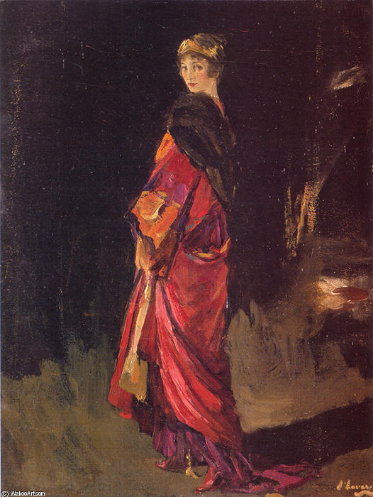 Wikioo.org - The Encyclopedia of Fine Arts - Painting, Artwork by John Lavery - Study for Hazel in Rose and Gold