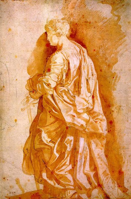 Wikioo.org - Die Enzyklopädie bildender Kunst - Malerei, Kunstwerk von Peter Paul Rubens - studie für ein stehend  weiblich  Heilige