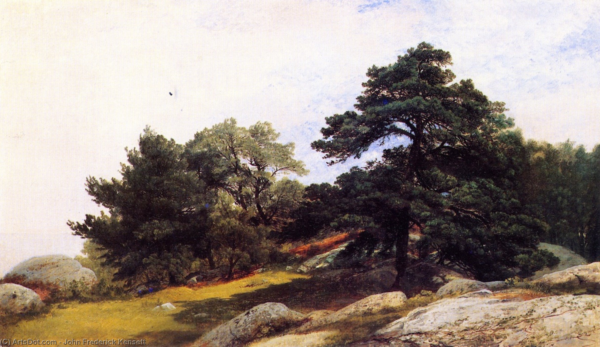 Wikioo.org - The Encyclopedia of Fine Arts - Painting, Artwork by John Frederick Kensett - Study for Trees on the Beverly Coast