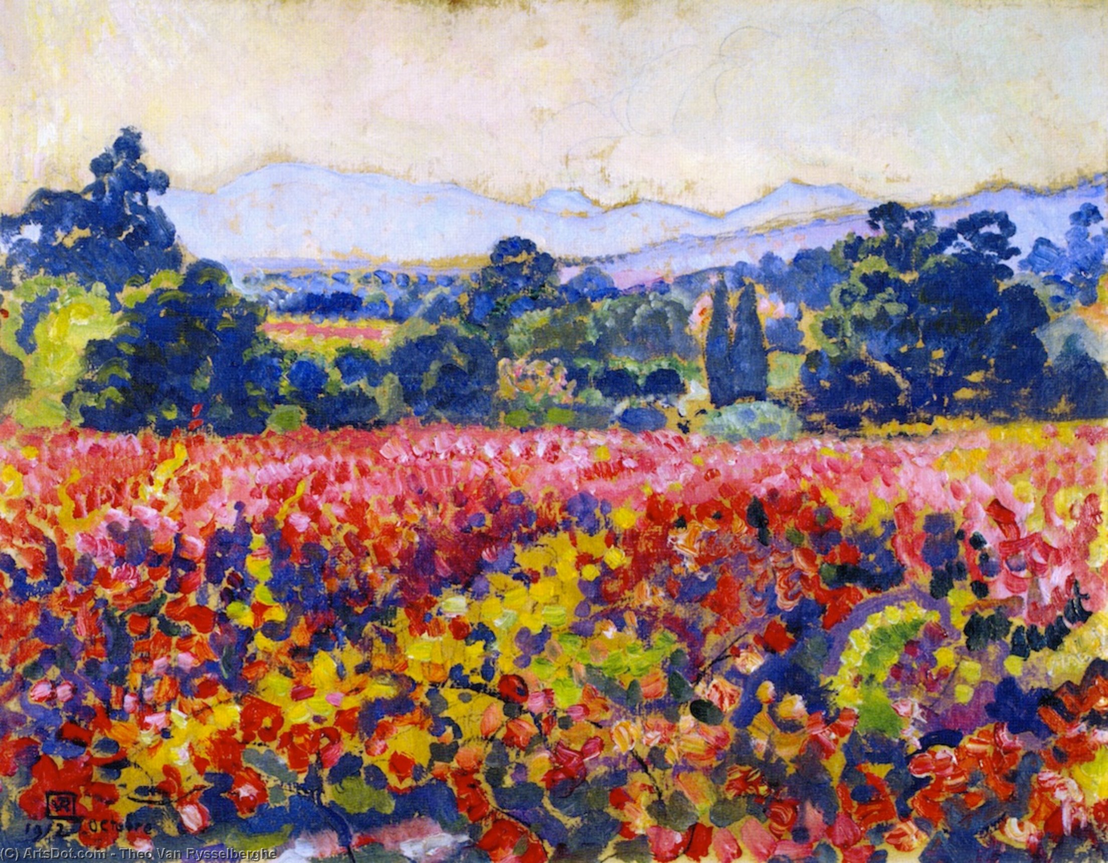 Wikioo.org - The Encyclopedia of Fine Arts - Painting, Artwork by Theo Van Rysselberghe - Study for 'Vines in October'