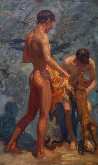Wikioo.org - The Encyclopedia of Fine Arts - Painting, Artwork by Henry Scott Tuke - Study of Bathing Boys