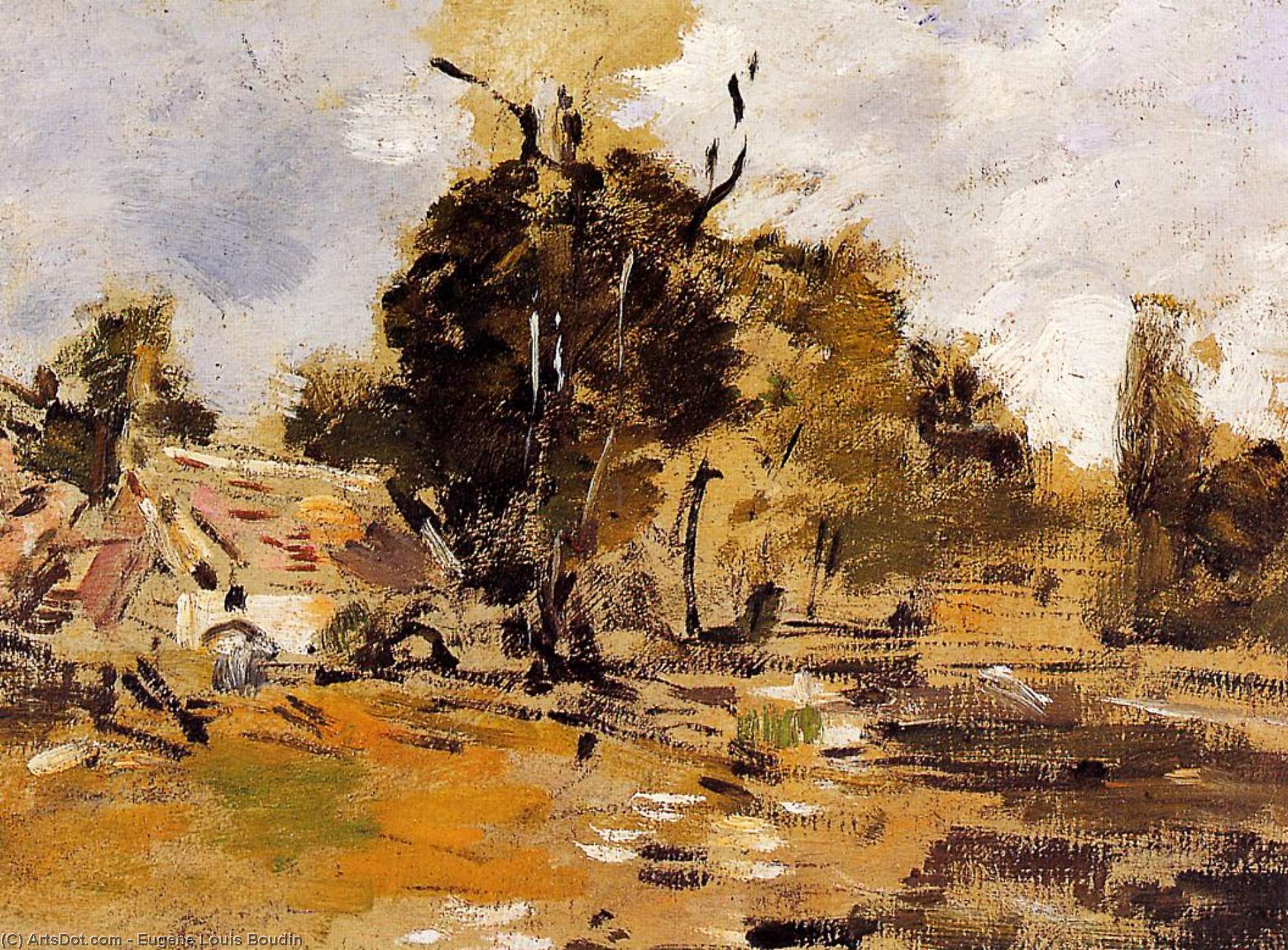 Wikioo.org - The Encyclopedia of Fine Arts - Painting, Artwork by Eugène Louis Boudin - Study of a Farm, St-Ceneri