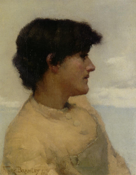 WikiOO.org - Encyclopedia of Fine Arts - Maleri, Artwork Frank Bramley - Study of a Fishergirl