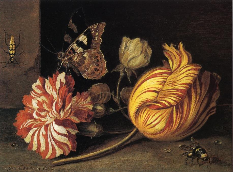 Wikioo.org – La Enciclopedia de las Bellas Artes - Pintura, Obras de arte de Balthasar Van Der Ast - estudio de flores asícomo  insectos