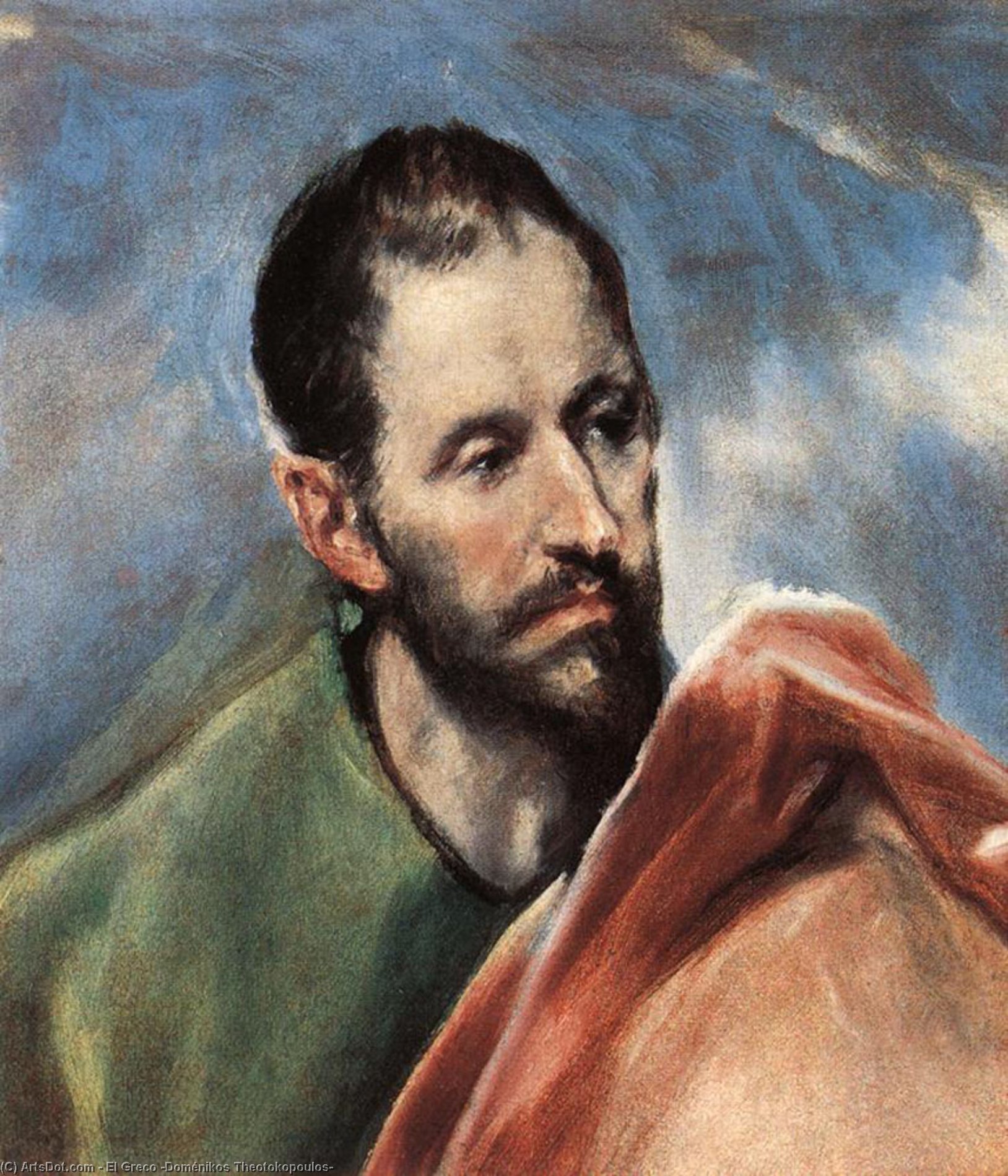 WikiOO.org - Encyclopedia of Fine Arts - Malba, Artwork El Greco (Doménikos Theotokopoulos) - Study of a Man