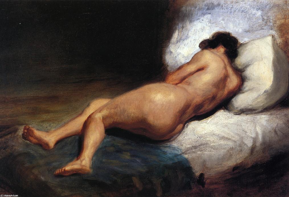 Wikioo.org - Die Enzyklopädie bildender Kunst - Malerei, Kunstwerk von Eugène Delacroix - studie über ein liegend  Nackt