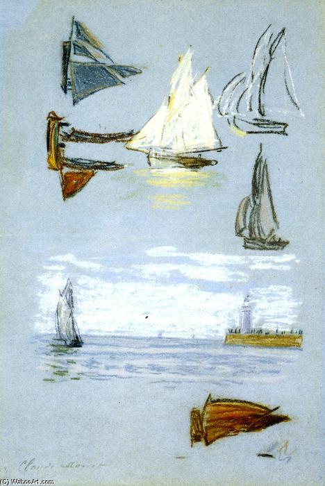Wikioo.org - The Encyclopedia of Fine Arts - Painting, Artwork by Claude Monet - Study of Sailboats and Harbor