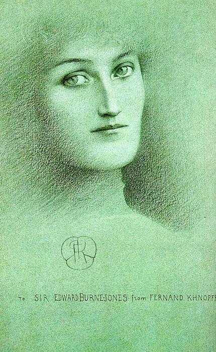 Wikioo.org – La Enciclopedia de las Bellas Artes - Pintura, Obras de arte de Fernand Edmond Jean Marie Khnopff - estudio de una mujer