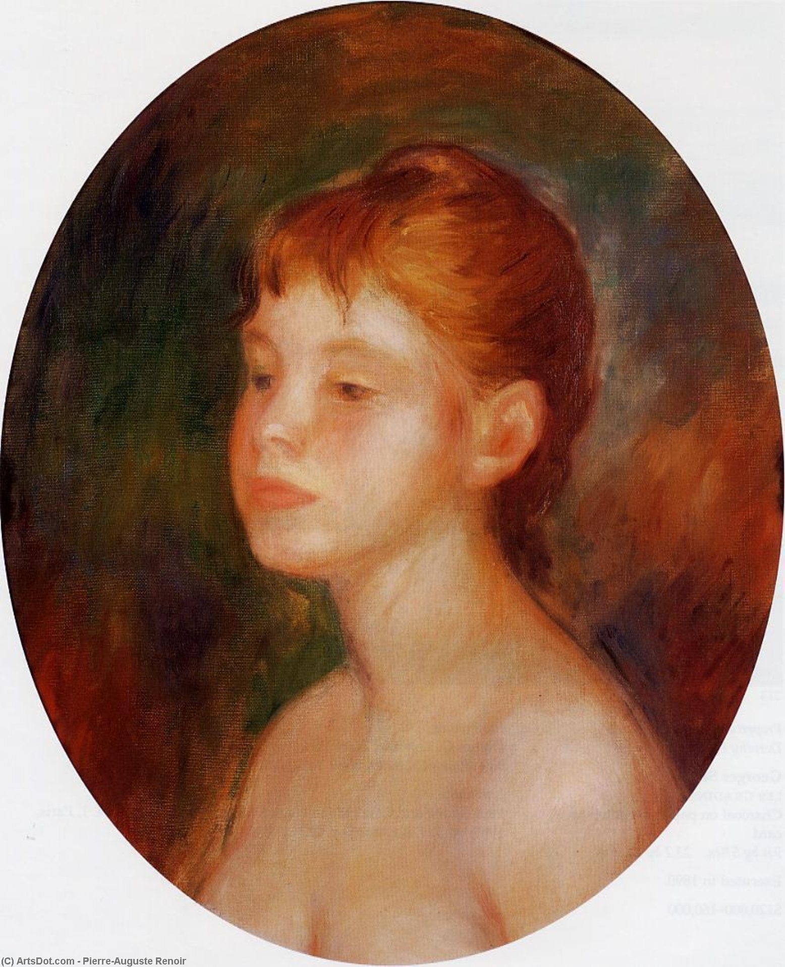 Wikioo.org – L'Encyclopédie des Beaux Arts - Peinture, Oeuvre de Pierre-Auguste Renoir - étude des un jeune fille ( également connu sous le nom mademoiselle murer )
