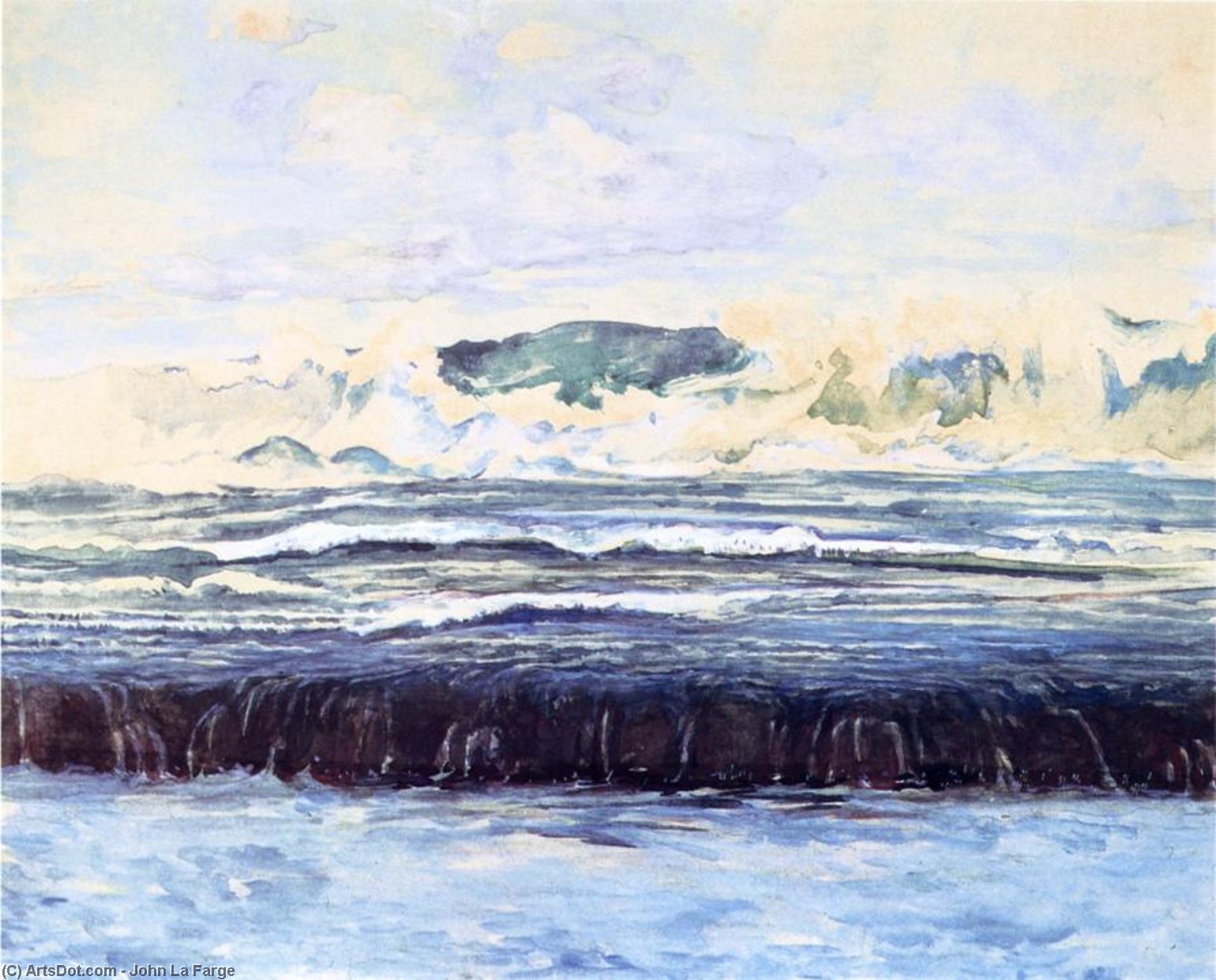 WikiOO.org - Encyclopedia of Fine Arts - Maleri, Artwork John La Farge - Study on the Reef at Tautira, Tahiti, 1891