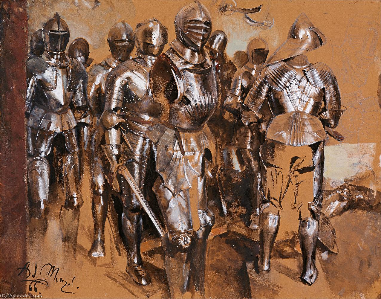WikiOO.org - Encyclopedia of Fine Arts - Lukisan, Artwork Adolph Menzel - Suits of Armor Standing